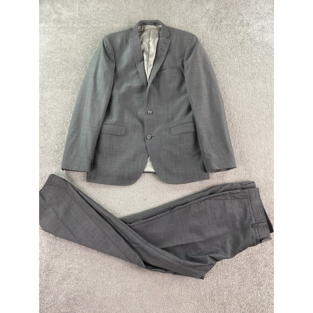 Tiger Of Sweden Suit 40 R Gray Wool Solid Norden Modern Marzotto Jacket 34x31